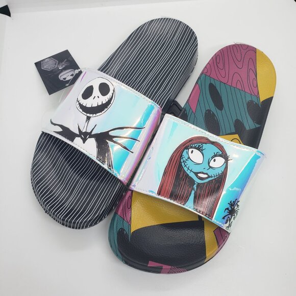 Nightmare Before Christmas Slides Sandals Women's 9 Jack Skellington Sally Xmas - Picture 11 of 11